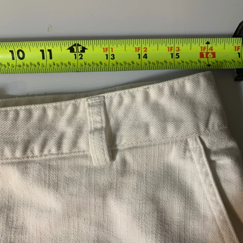 Talbots Denim Pencil Skirt 10 White Cotton Midi Preppy Coastal Classic Crisp